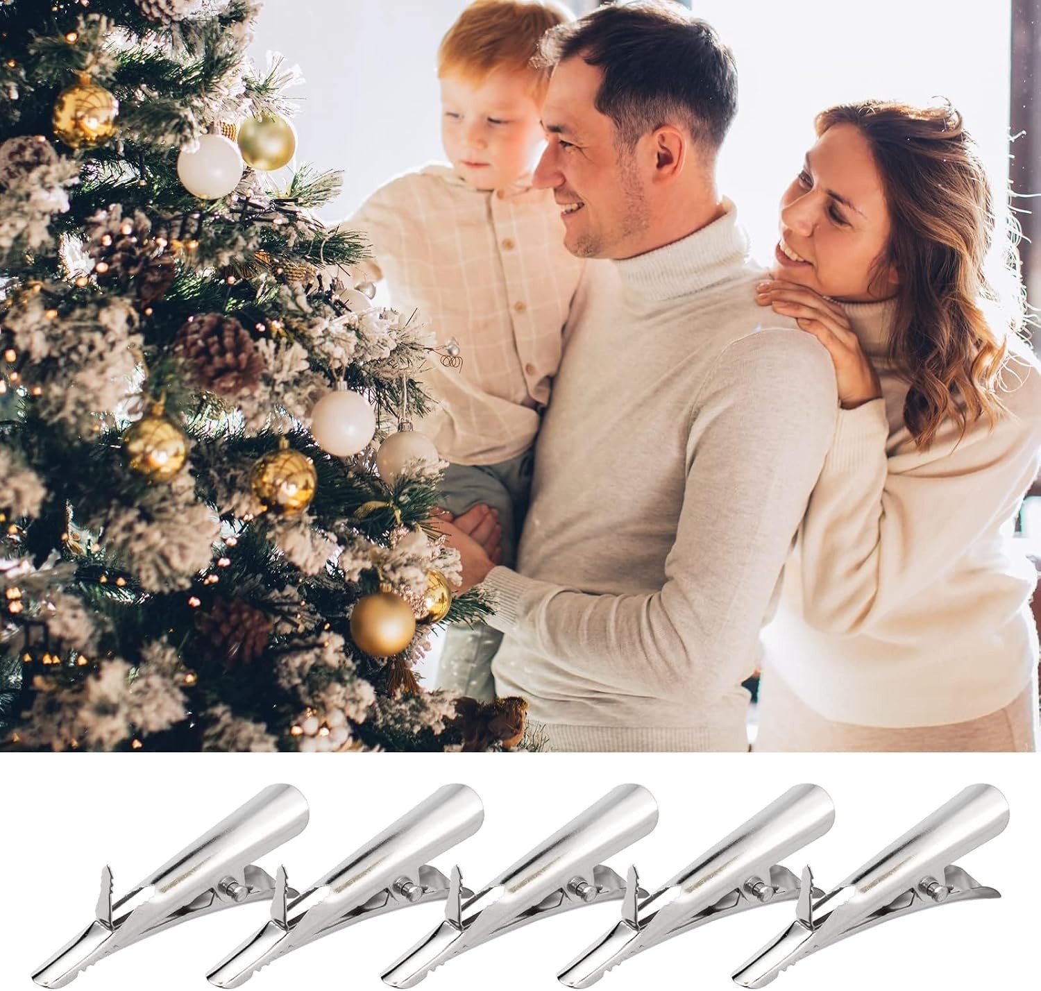 48Pcs Metal Clips, Small Roach Clips for Christmas Flowers Decorations Tree, …
