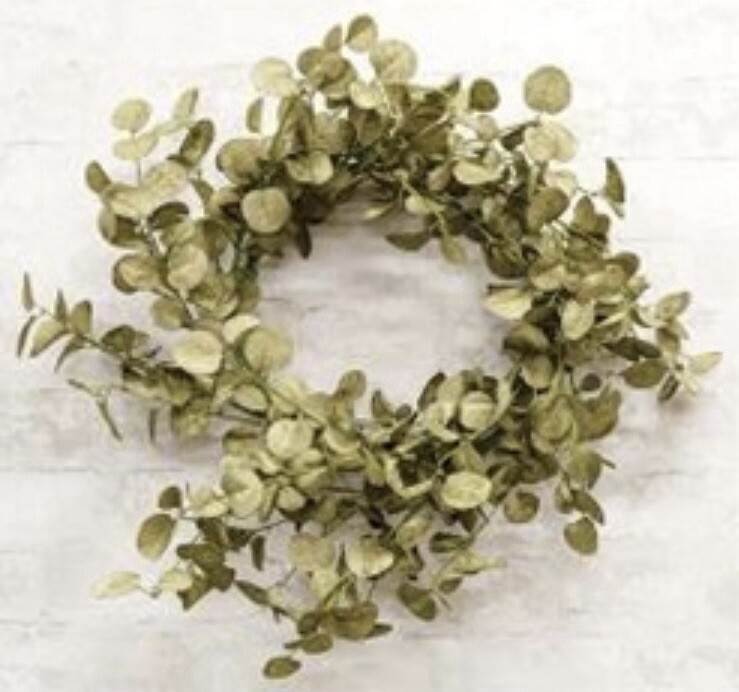 Foamy Silver Dollar Wreath, Sage, 20”