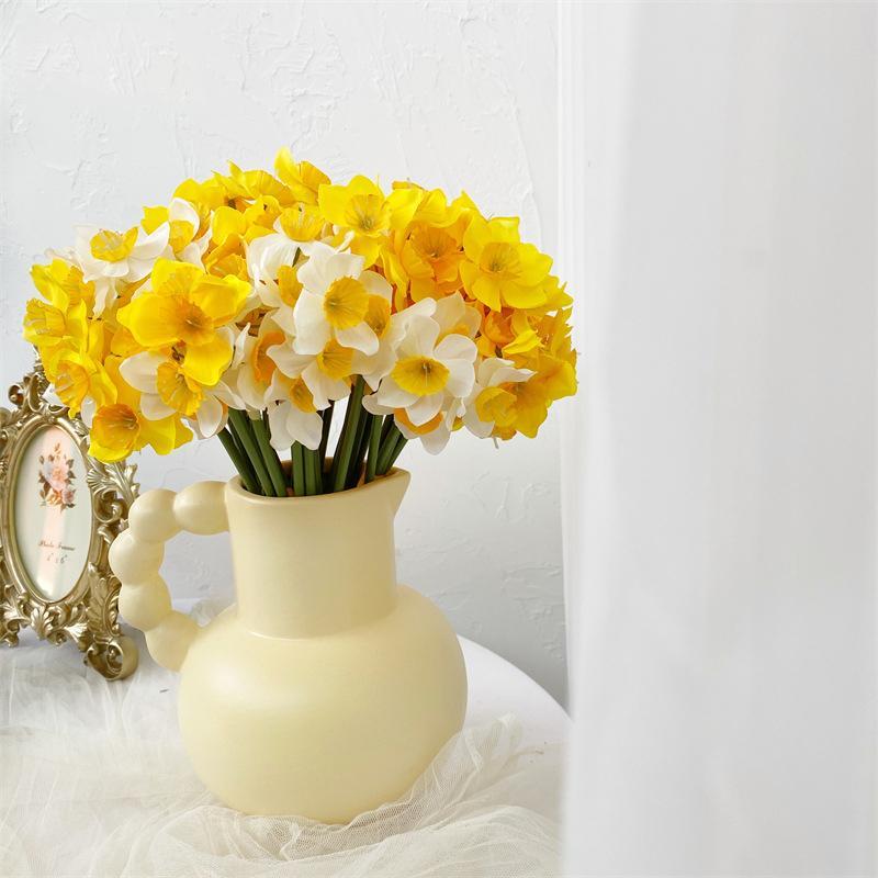 6pcs Artificial Narcissus Flower Bouquet Home Garden Room Desktop Fake Flower