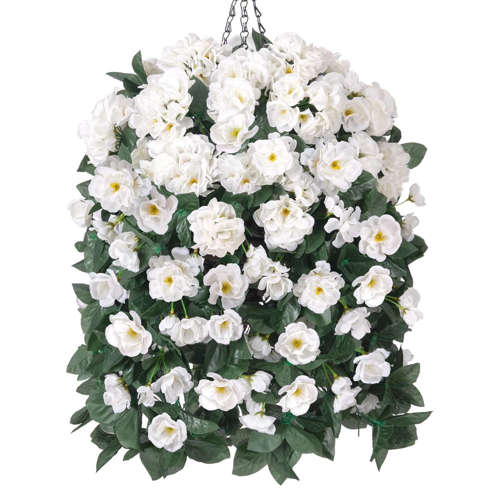 Artificial Geraniums Fake Hanging Flowers Basket for Spring Outdoor Decoratio…
