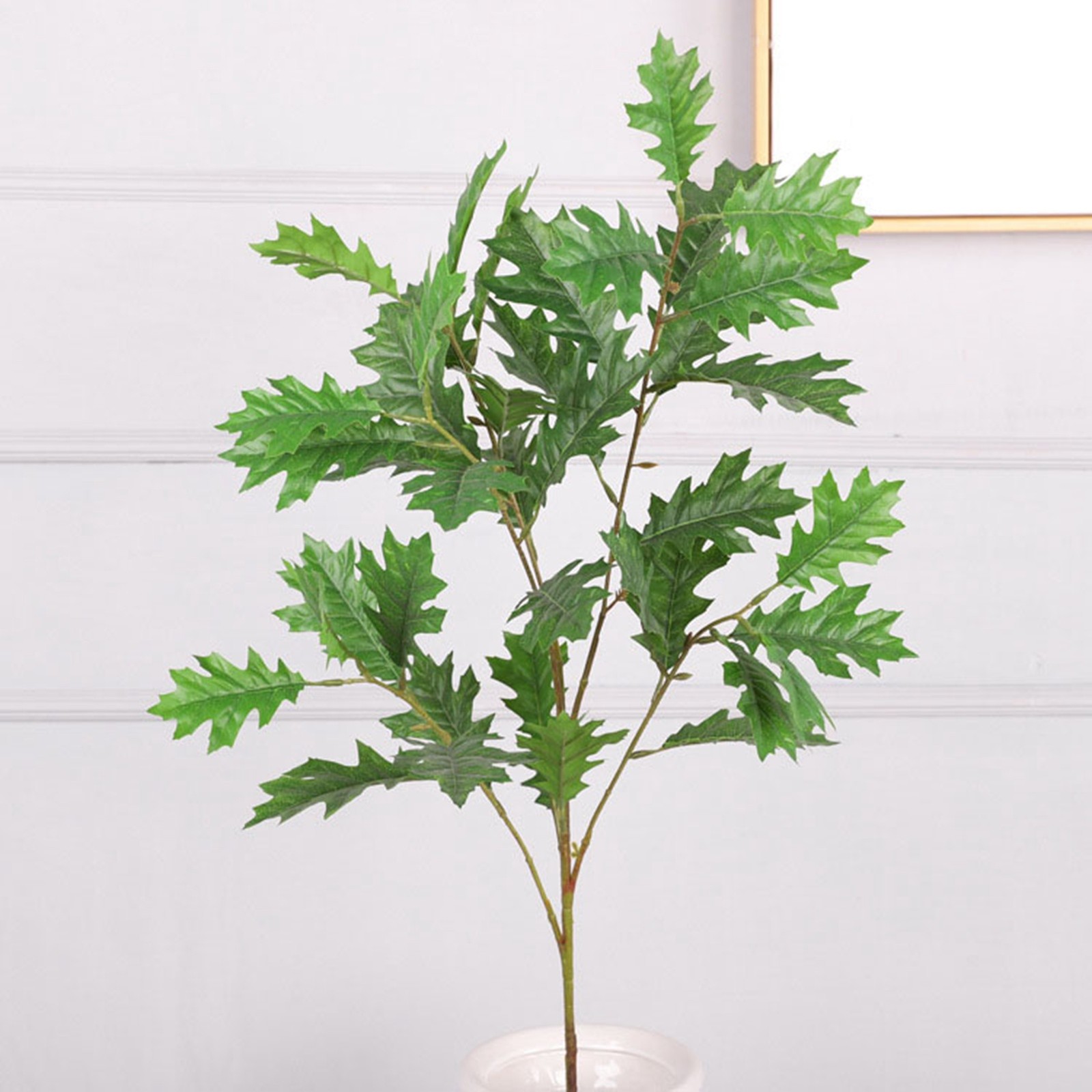 Artificial Oak Leaves Silk Fabric Leaves Iron Stem Decorative Faux Oak Leaves