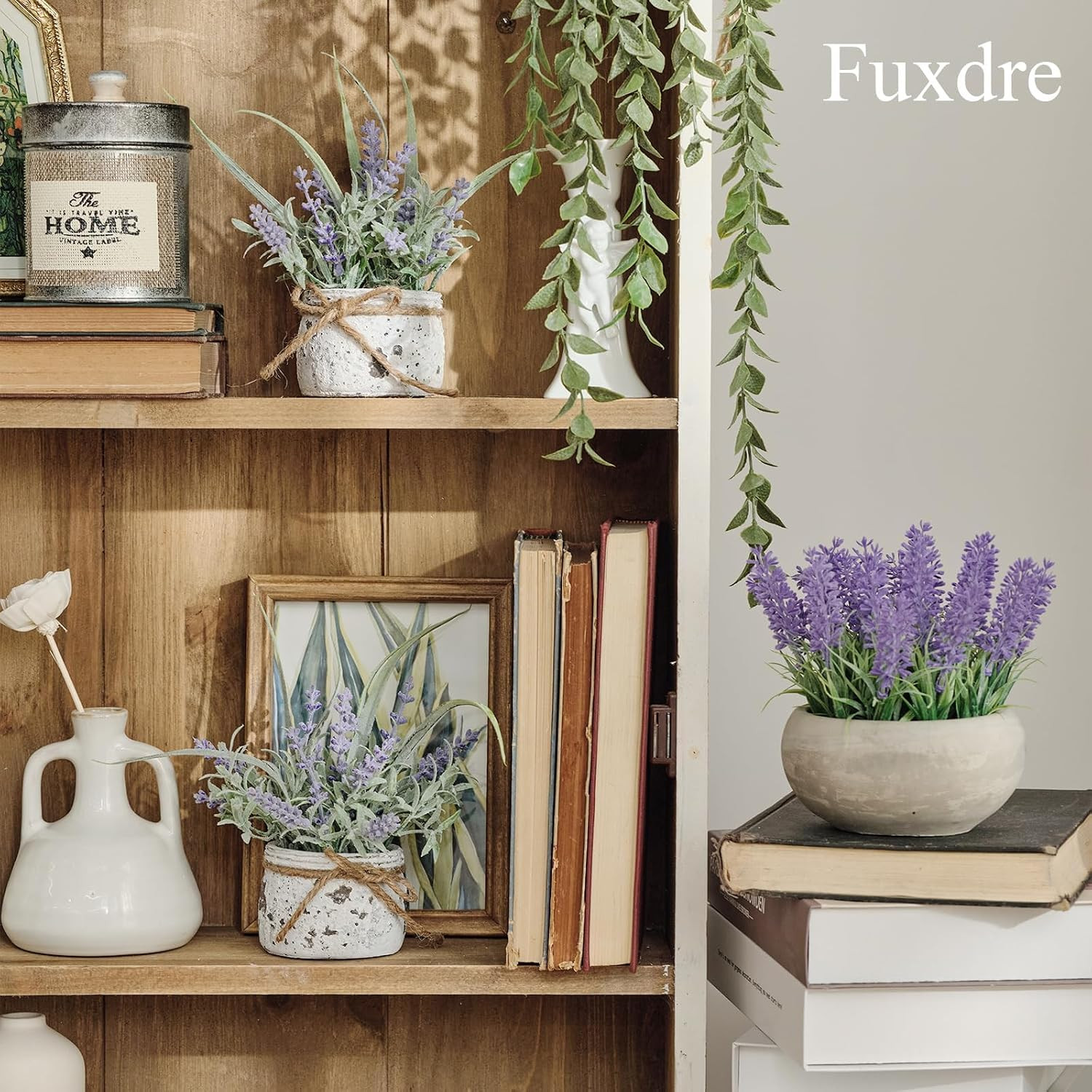 Mini Lavender Fake Plants – 2 Pack Artificial Decor for Home & Office
