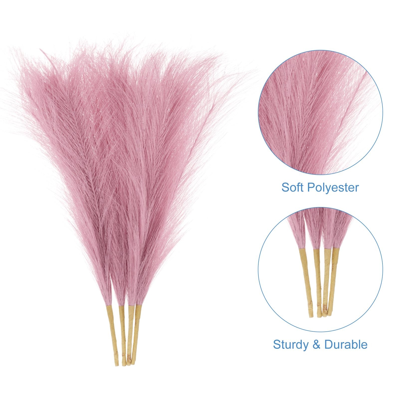 uxcell Faux Pampas Grass 17in 6 Stem 4pcs Red Brown Decor Wedding Home
