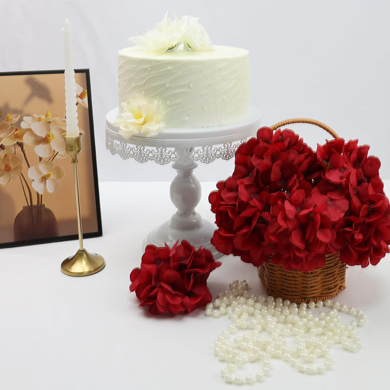 104 PCS Hydrangea Flower Heads with Stems for DIY Floral Arrangements