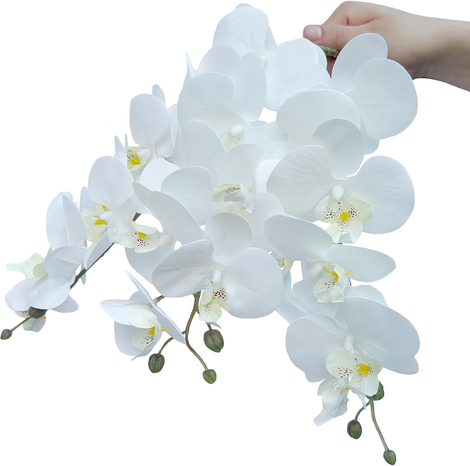 32″ White Artificial Phalaenopsis Orchid Flowers – 8 Pcs for Home Décor