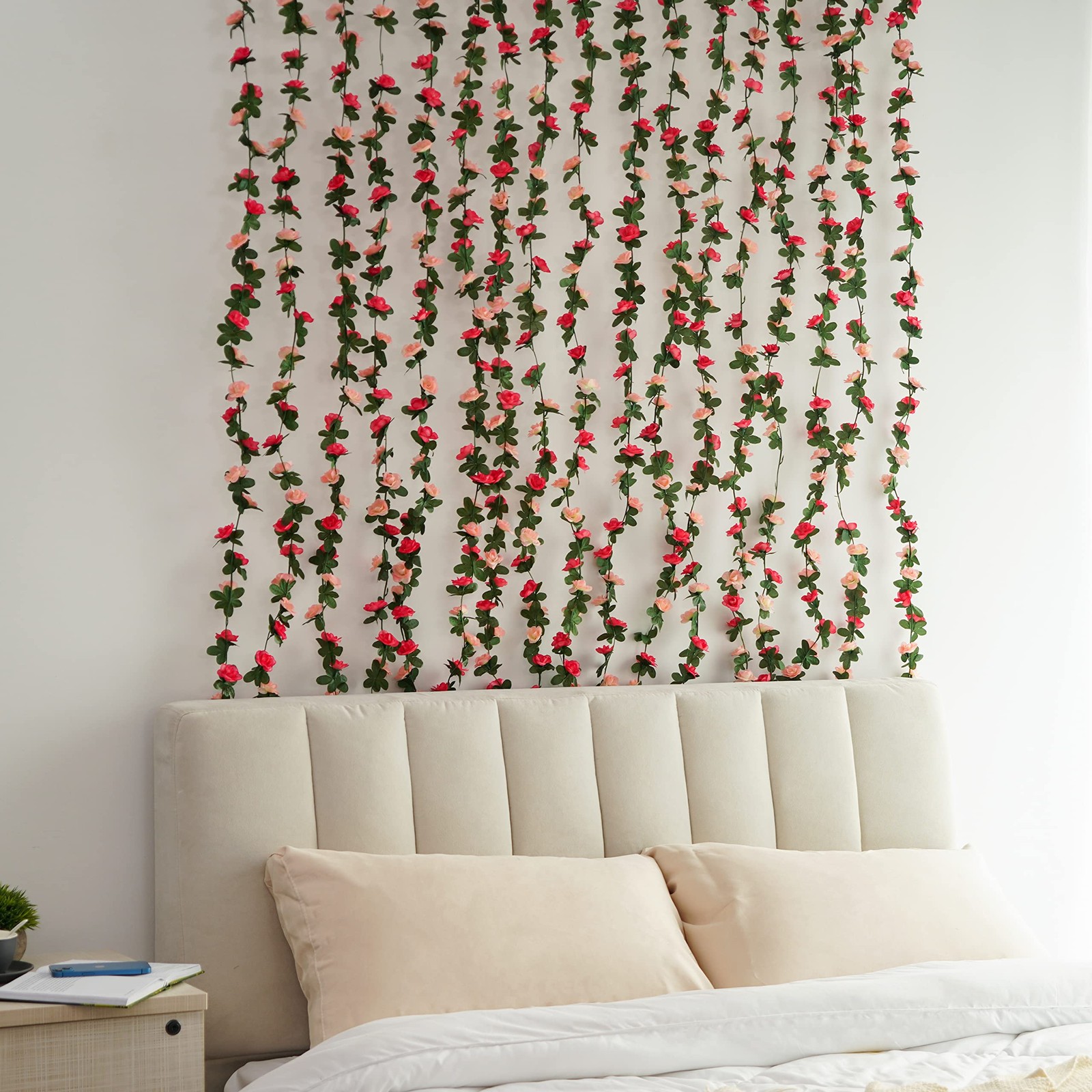 5 Pcs 41Ft Flower Garland Artificial Rose Vines with 5 Pcs 34.5Ft Fake Ivy Vi…
