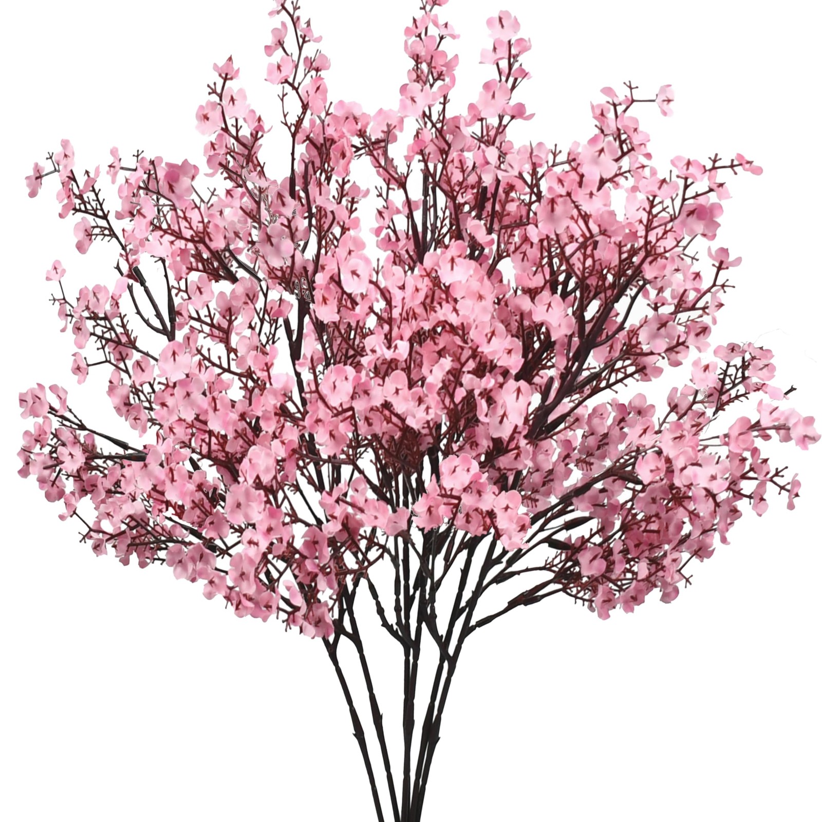 6 Bundles Pink Artificial Babys Breath Flowers Silk Gypsophila 18.5 Inch