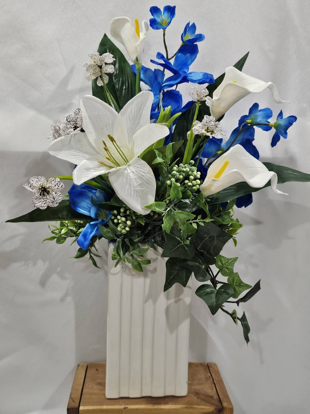 Blue floral accents Easter & Calla Lilies fpr Artificial Flower Arrangement