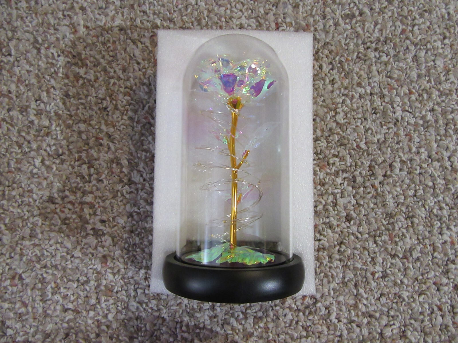 Love Forever Galaxy Crystal Colorful Light Up Rose in Glass Dome