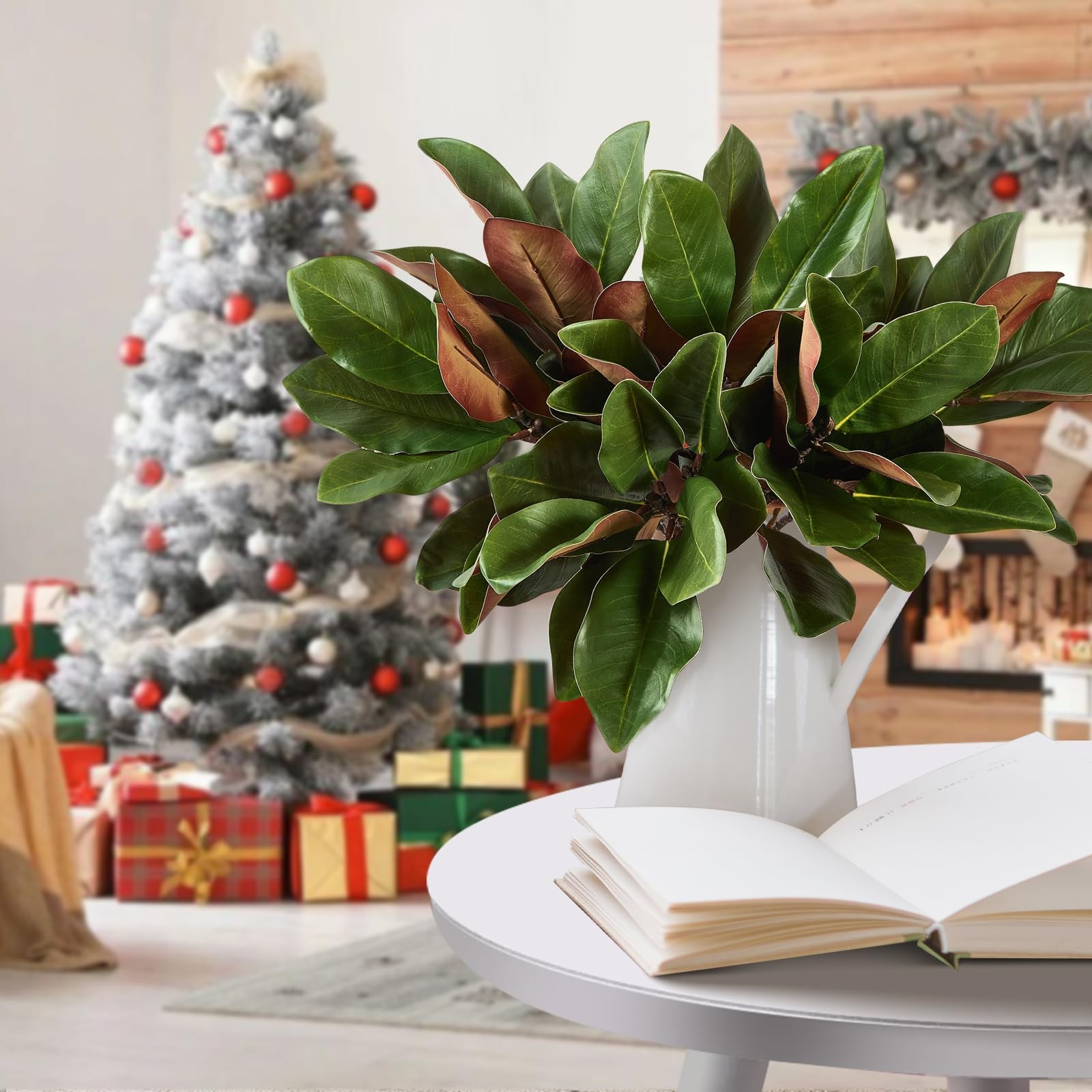 OBDXZHC 4 Pcs Magnolia Artificial Leaves Branches 22 Inch 3D Real Touch Faux …