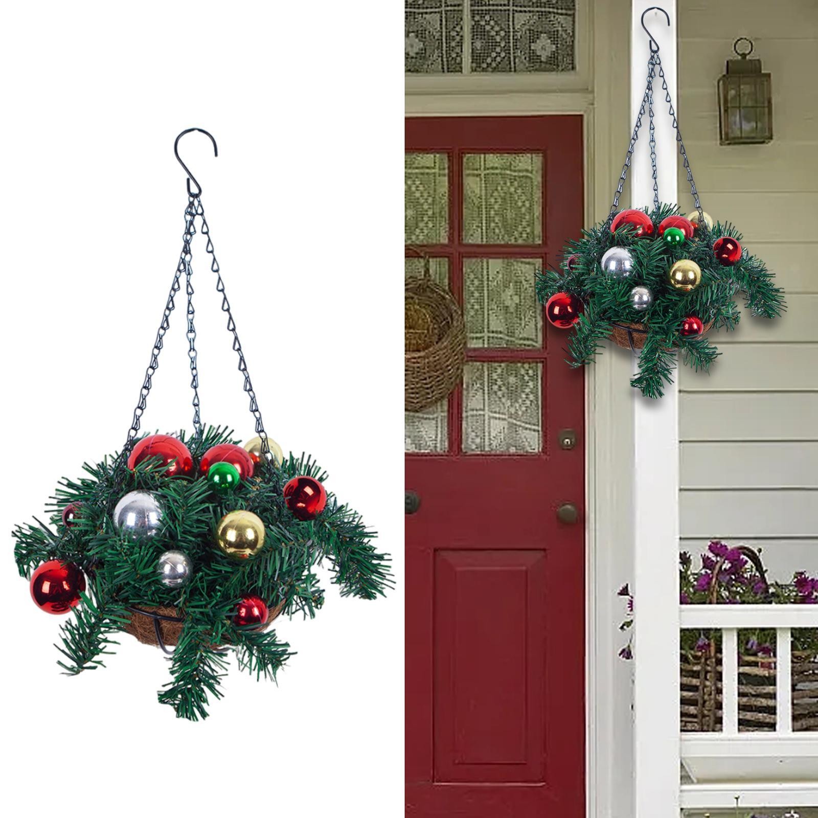 Christmas Hanging Basket Wreath Xmas Decoration Front Door Wreath