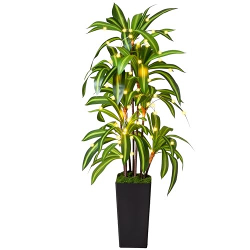 5FT Artificial Dracaena Tree Faux Plant Black Planter