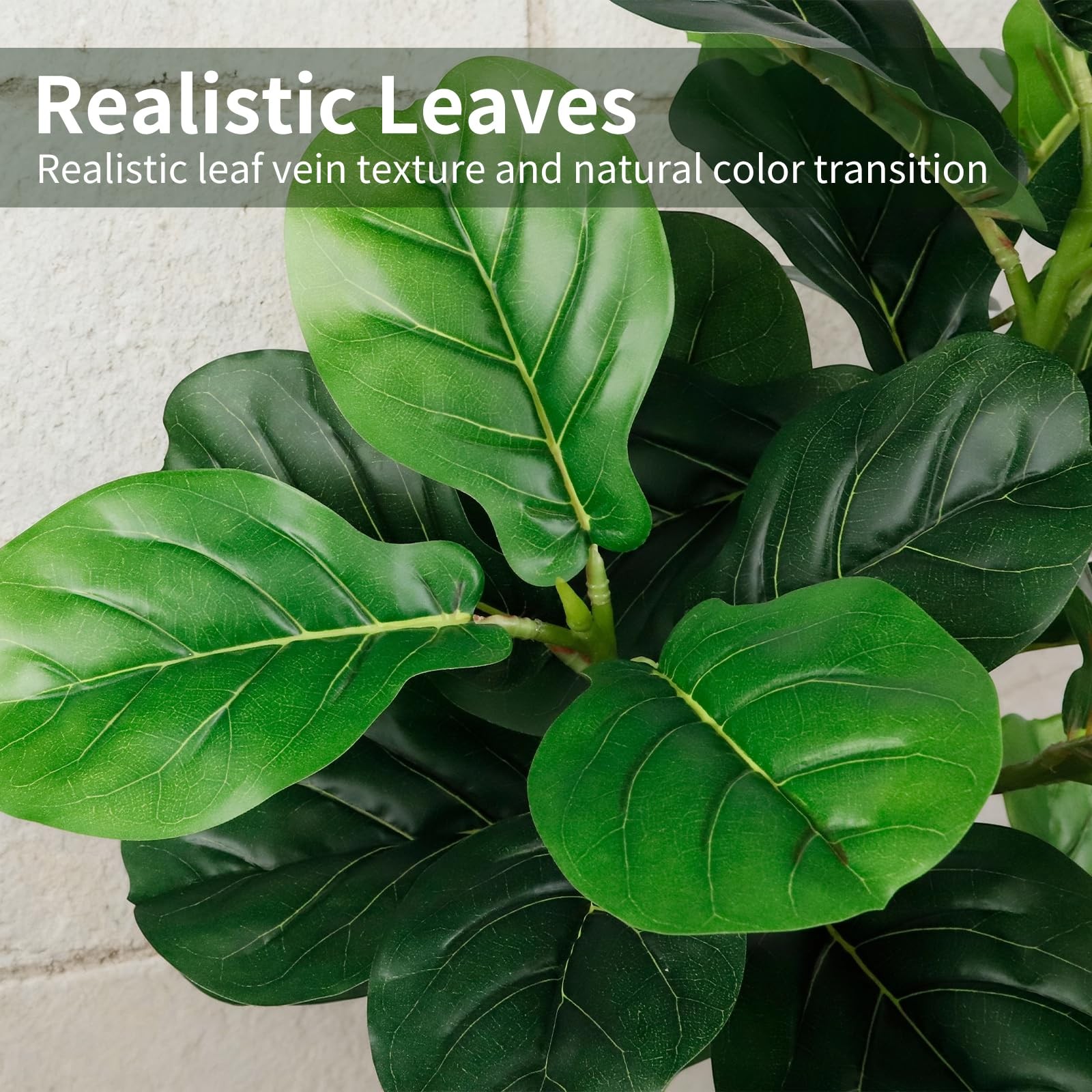 5FT Artificial Fiddle Leaf Fig Tree with White Planter & Fake Moss, Realistic…