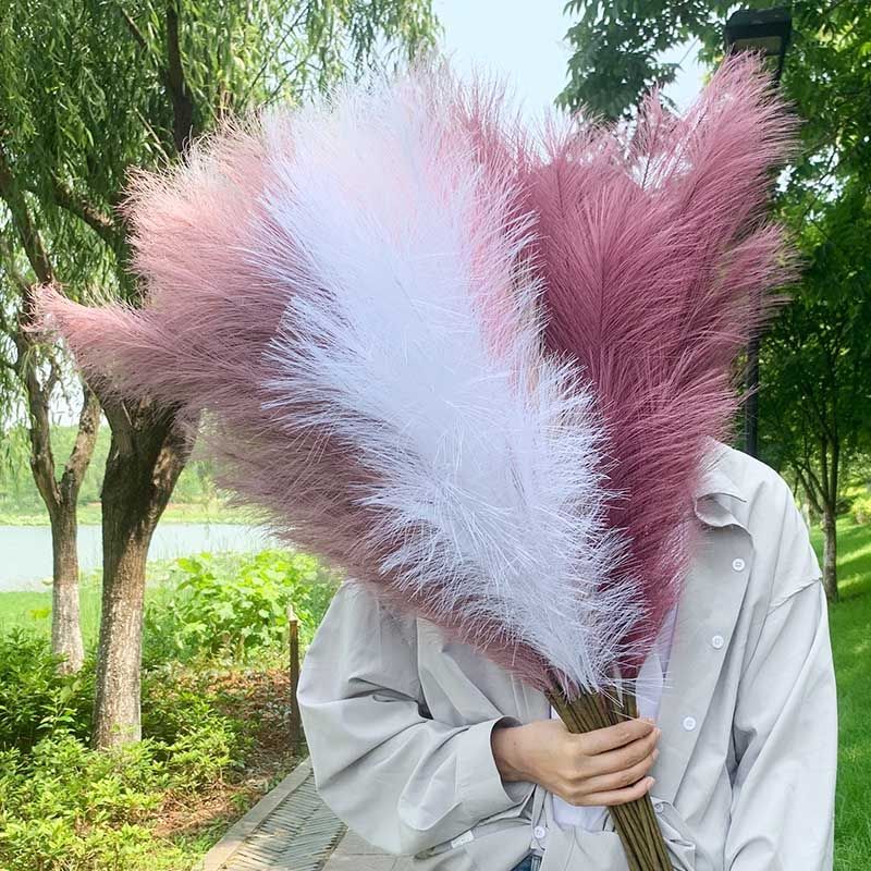 5pcs Artificial Pampas Grass Bouquet Faux Dried Plant For Home Living Decor NEW
