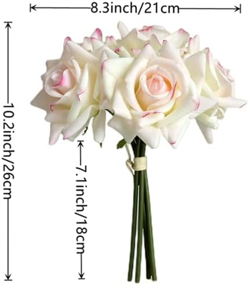 6 Pcs Artificial Rose Flowers Real Touch Silk Rose 10.2 Inch Single Stem Roses f