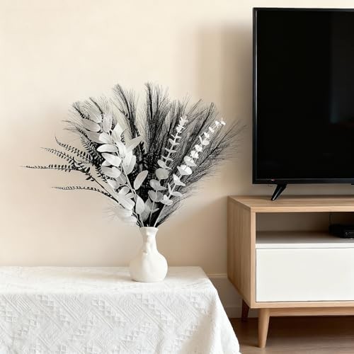 Black and white artificial bouquet in minimalist Nordic style, Black and White