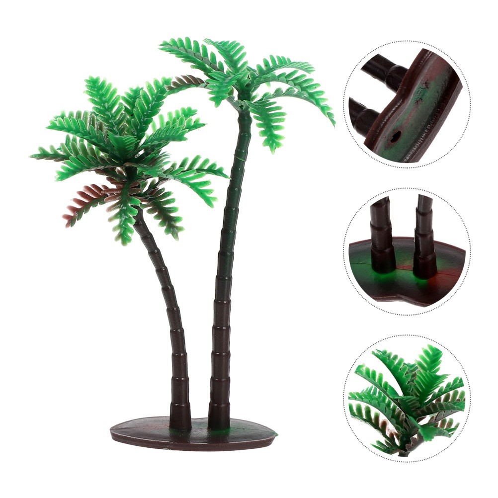 15Pcs Reusable Plastic Mini Palm Trees for Crafts Green Artificial Coconut Decor