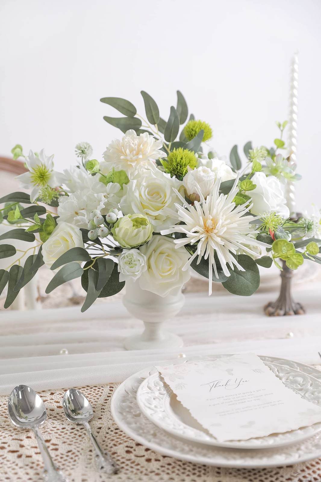 White Artificial Flower Box Set Silk Fake Flowers For DIY Wedding Decor