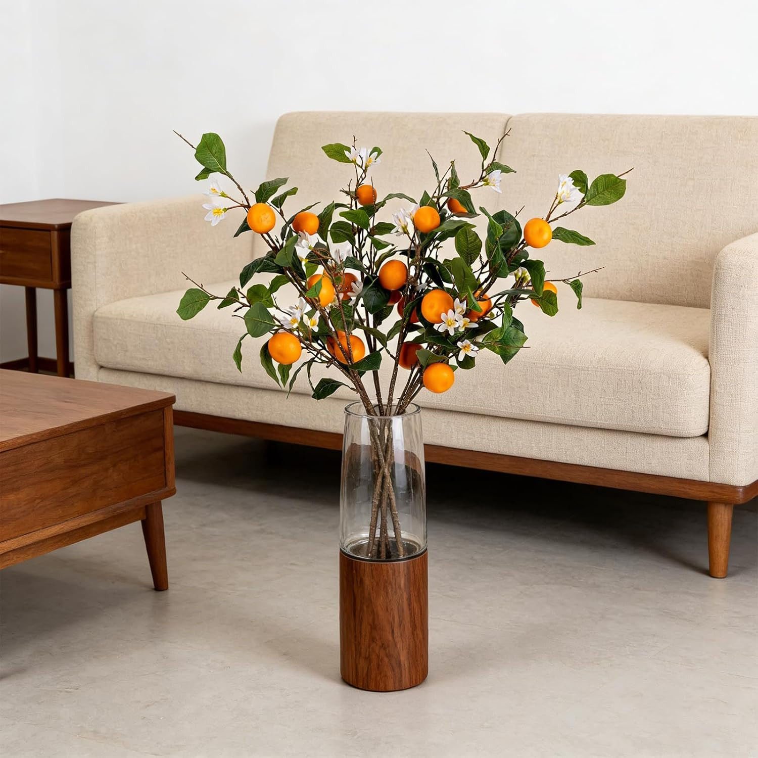 2PCS 37.8Inch Artificial Tangerine Branches Artificial Orange Branches Fake
