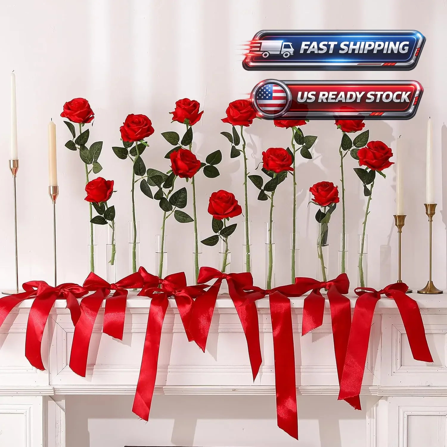 Bouquet Artificial Faux Silk Rose Flowers Wedding Party Events Decoration Xmas