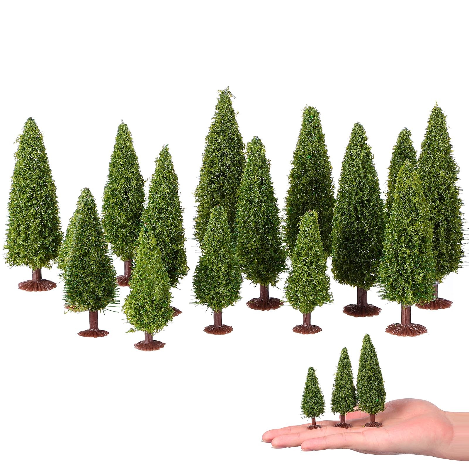 Miniature Diorama Trees: 15pcs Green Scenery Landscape Model Cedar Trees Trai…