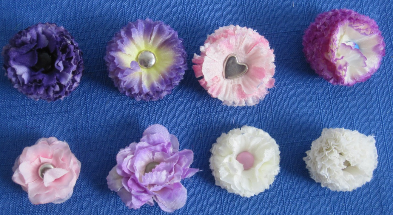 #4 Lot-49 Medium Layers Used Silk Flower Petals .75-3.5″ Brads Multiple Colors