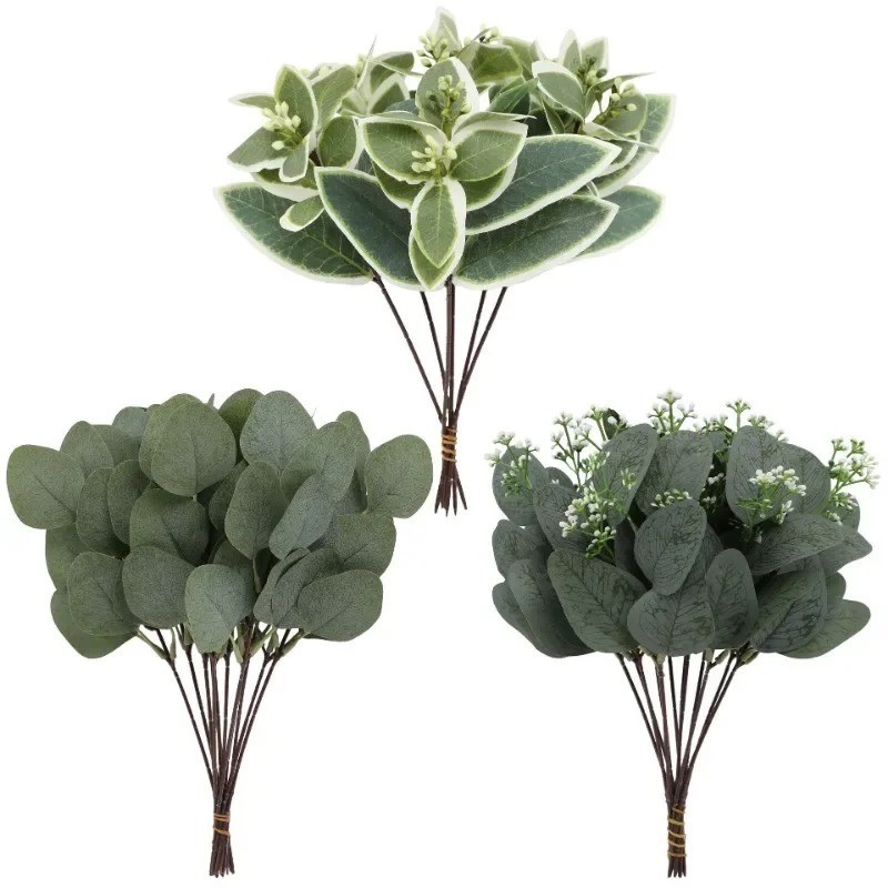 Artificial Eucalyptus Leaf Branch Fake Green Plant Wedding Home Decor
