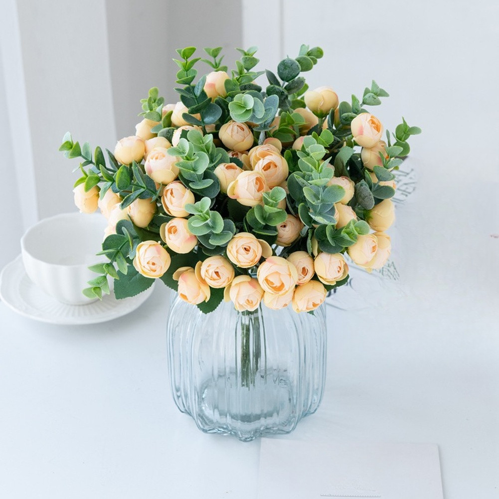 30cm Silk Eucalyptus Camellia Bouquet for Wedding Party Home Decor