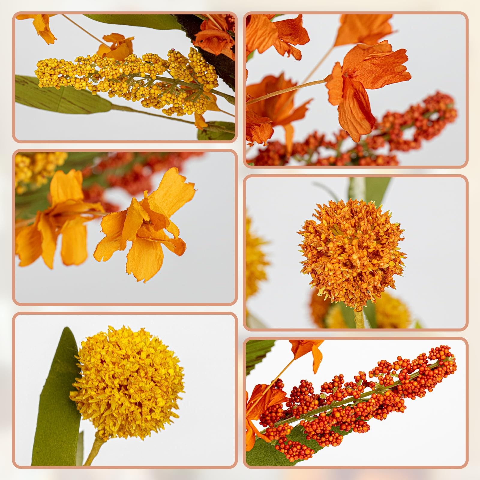 17 Inches Boho Autumn Flowers 8 PCs Faux Fall Flower Stems Rustic Fall Floral…