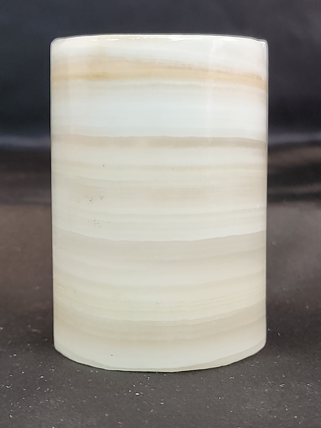 Vintage Variegated Earth Toned Onyx Marble 3″, 7 Hole Flower Frog Italy