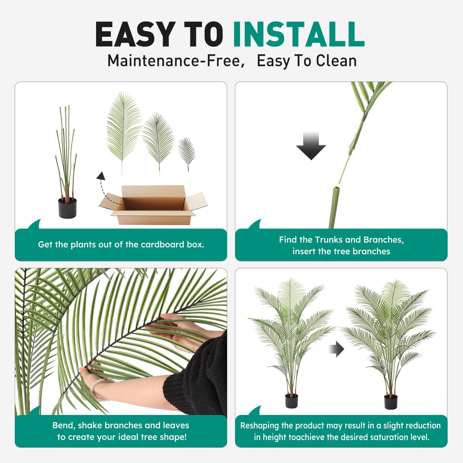Artificial Golden Cane Palm Tree 5FT Tall Faux Palm Tree Fake Plants Faux Tro…