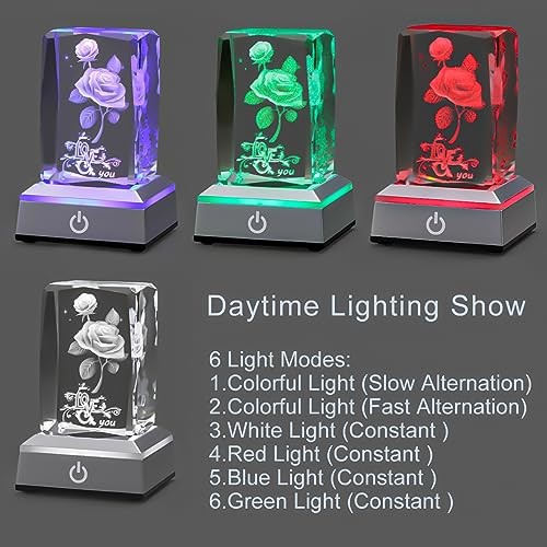 3D Rose Crystal Nightlight,Perfect Valentines Gift Ideas for Her My A-Rose3