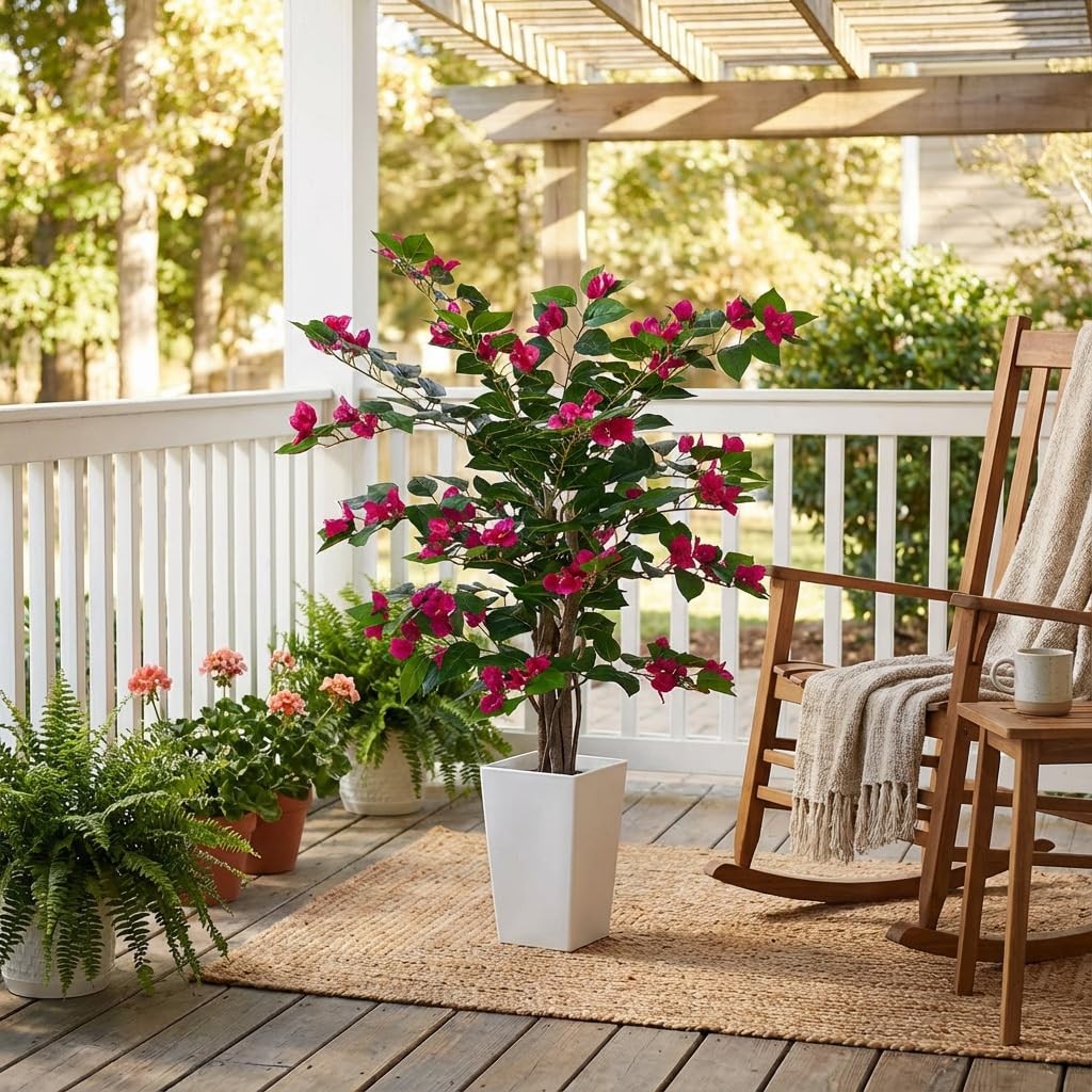 3ft Artificial Bougainvillea Tree with Flowers, 3 Feet Faux Floor Plant Fake …