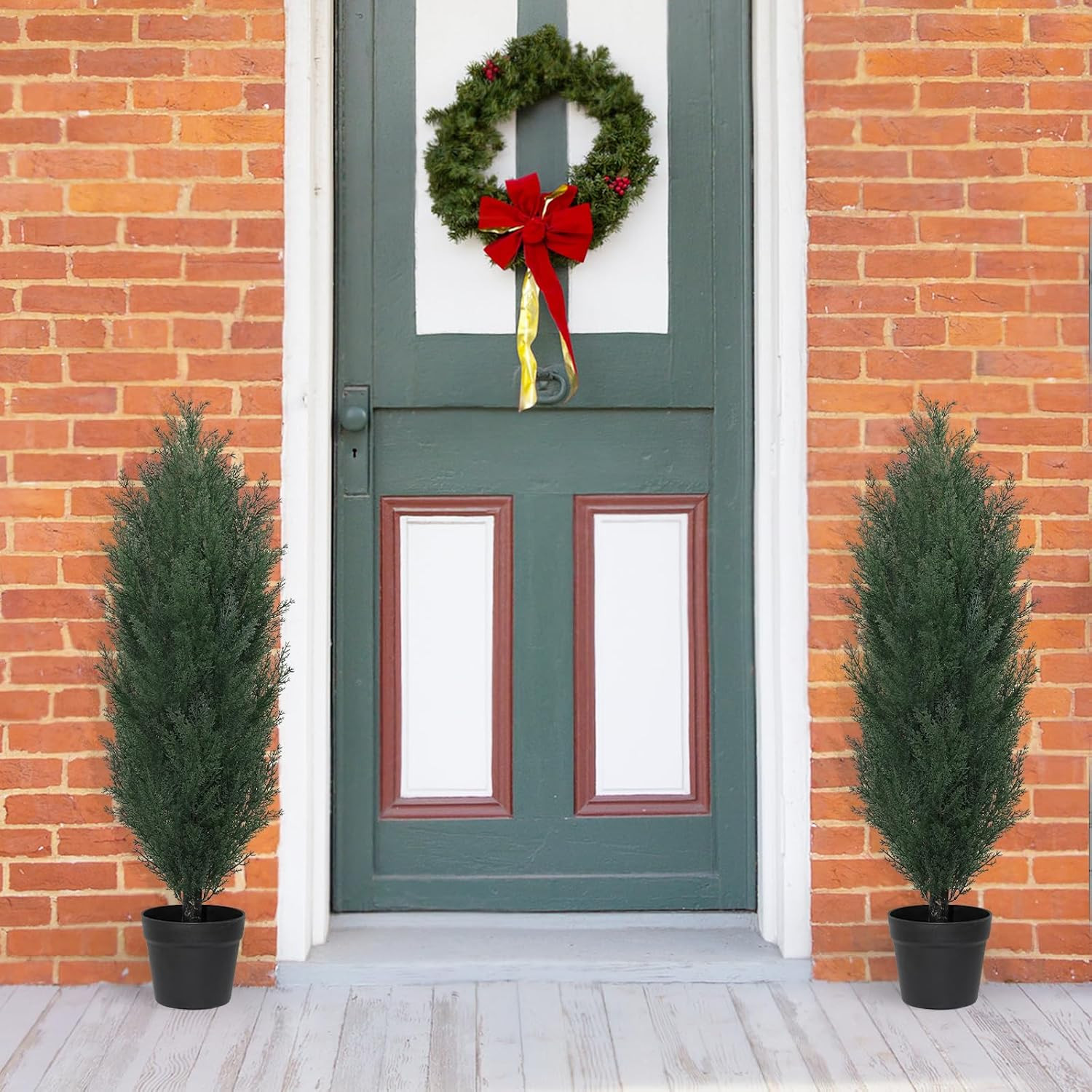 3Ft Artificial Topiary Trees Set of 2 – UV Resistant Faux Cedar for Outdoors