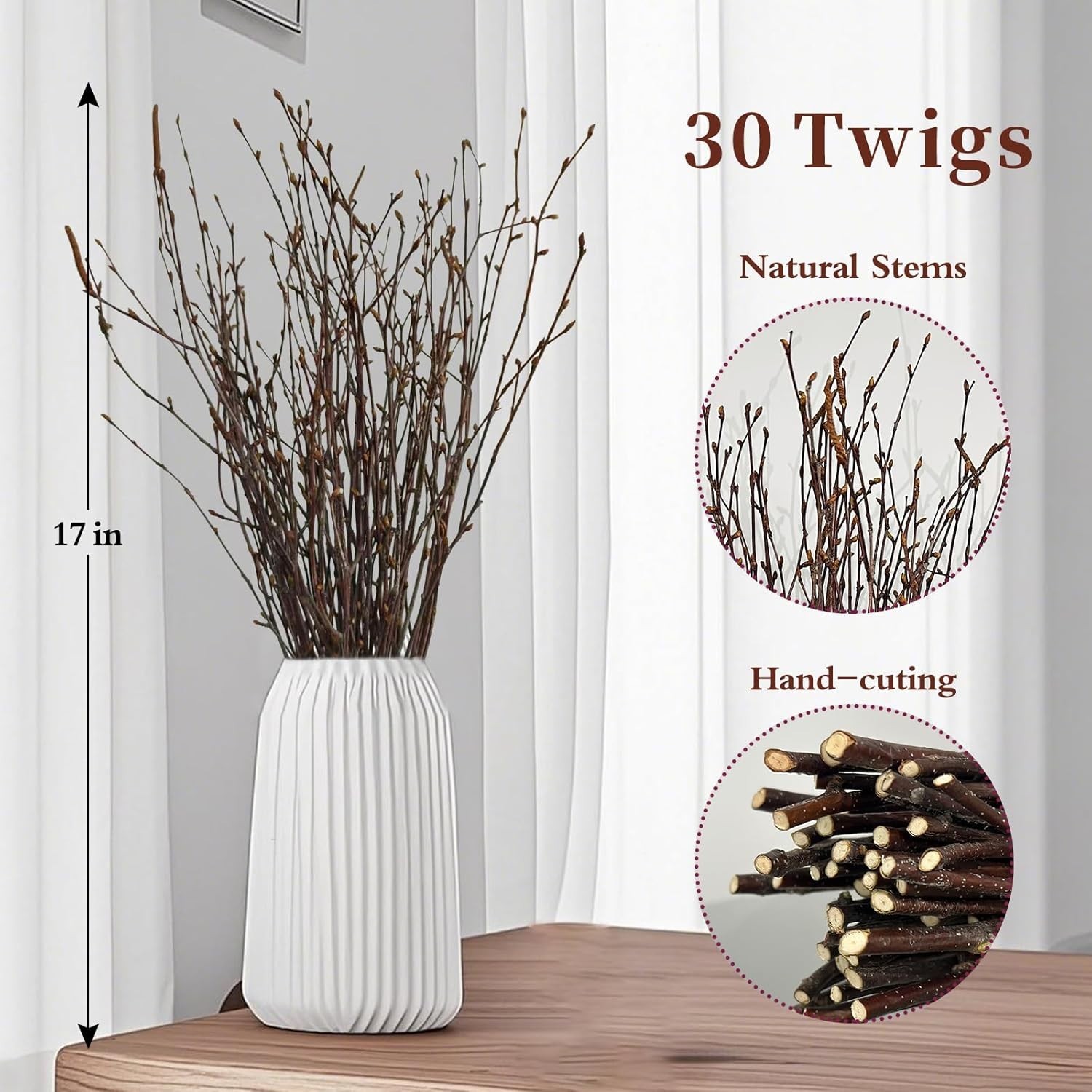 Elevate Your Space with 30-Pcs 17-Inch Birch Twigs – Rustic Home Decor Staples