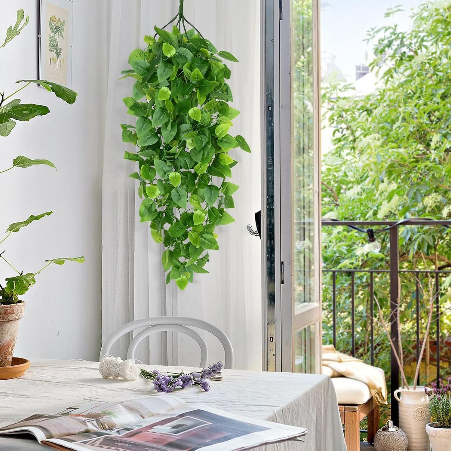 Versatile 4pcs Artificial Hanging Vines – Perfect for Home or Office Aesthetics