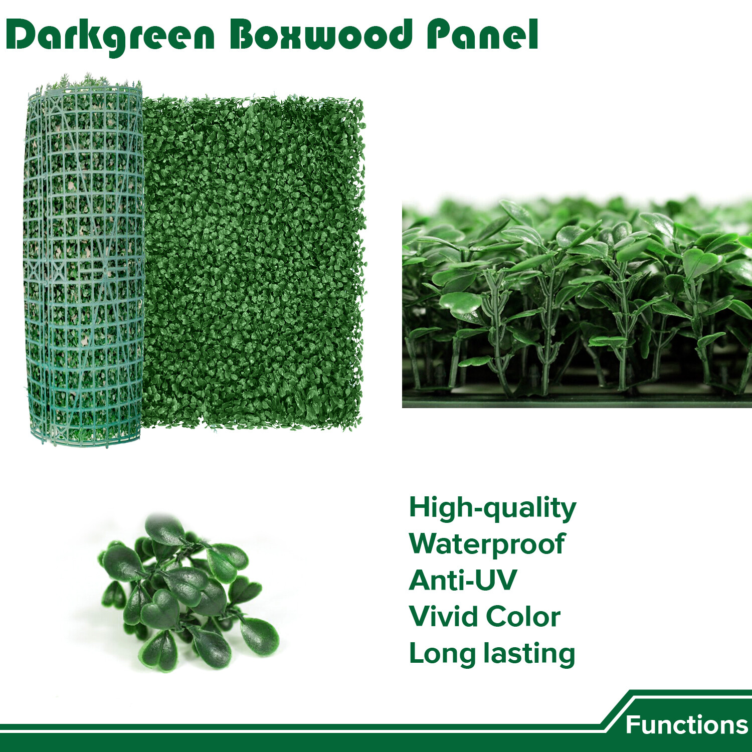 20″ Artificial Faux Dark Green Boxwood Grass Mats Home Hedge Festival Decor