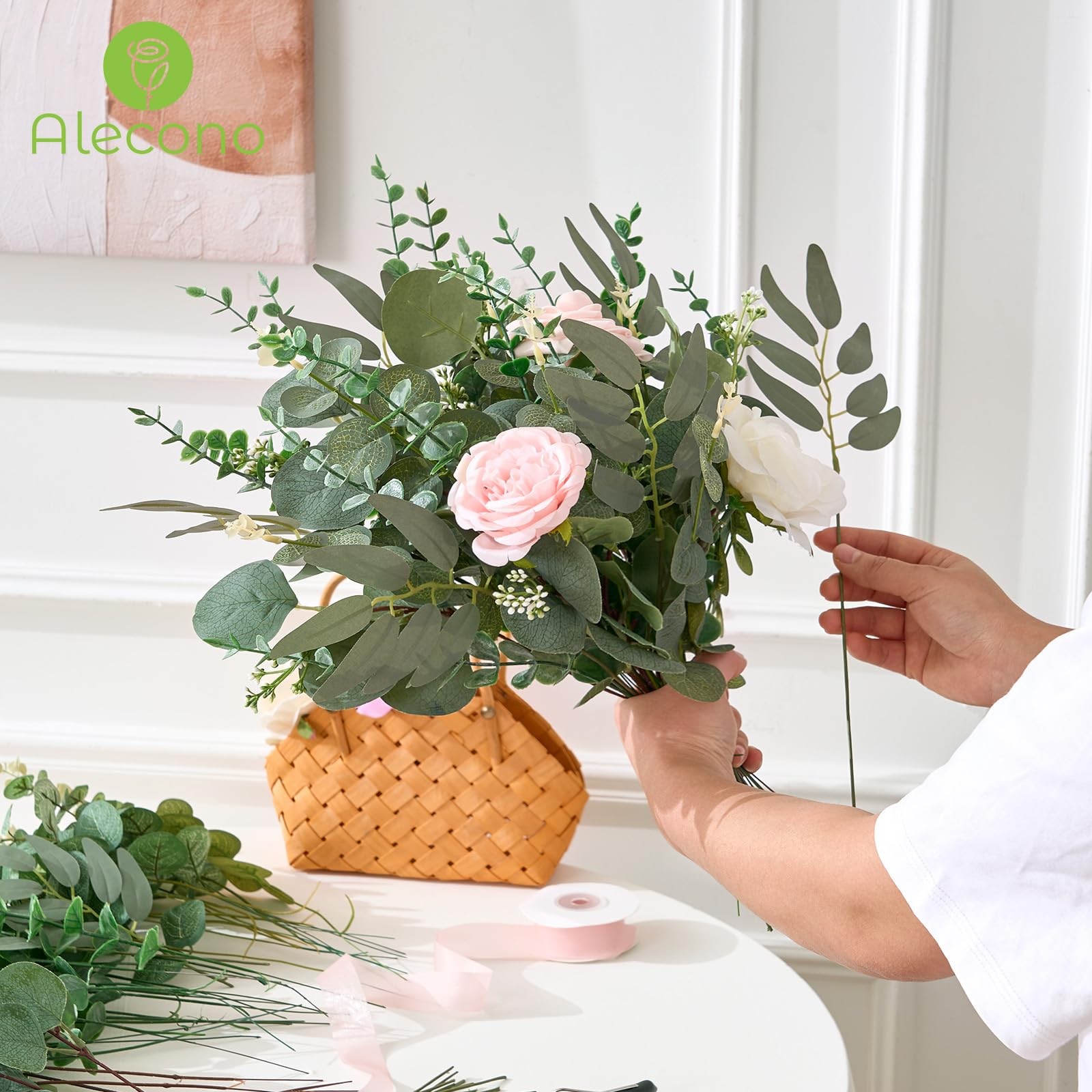 100pcs Mixed Eucalyptus Leaves Stems Bulk, 4 Kinds Artificial Greenery Stems …