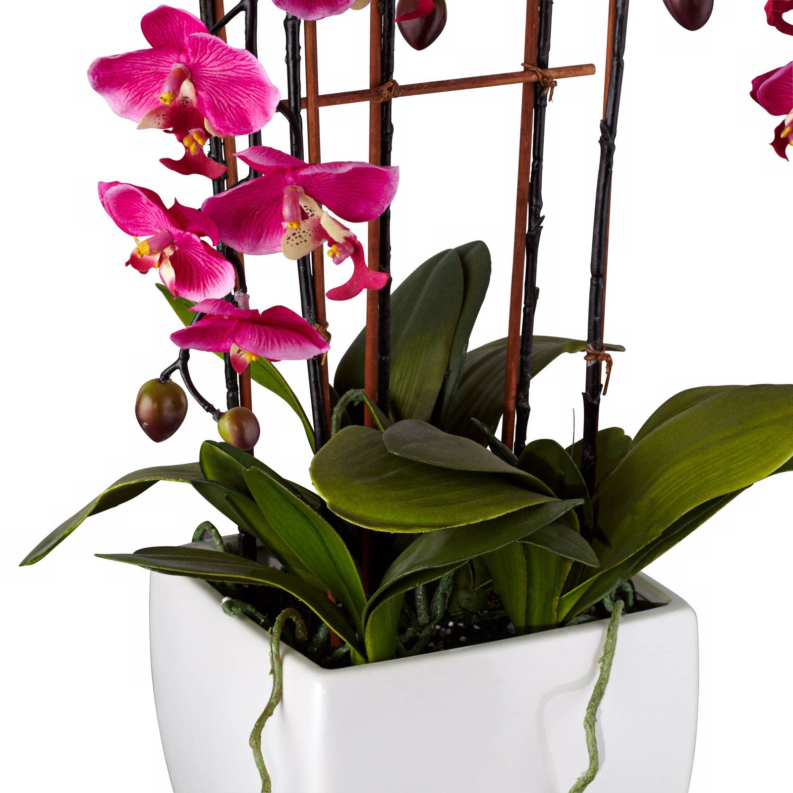 Potted Faux Artificial Flowers Realistic Purple Fuchsia Orchid in Pot Home Decor