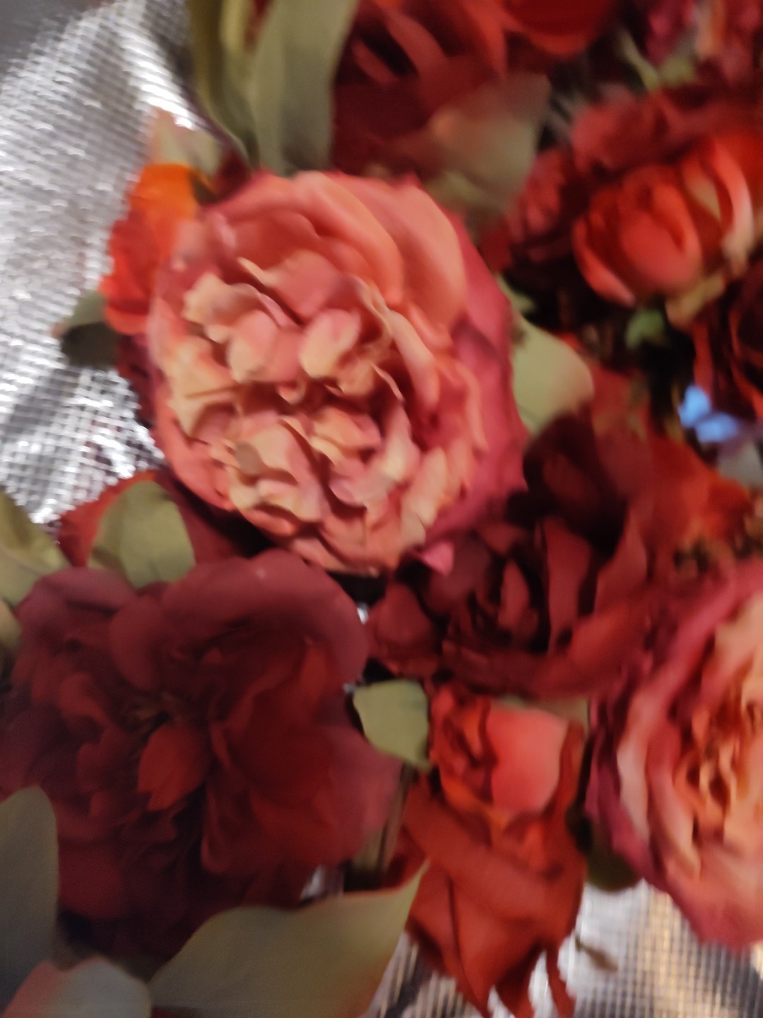 Multi Stem Box Of Faux Rose & Ranunculus Bouquets X6 Bundle & 1 Sm Fall Pick NWT