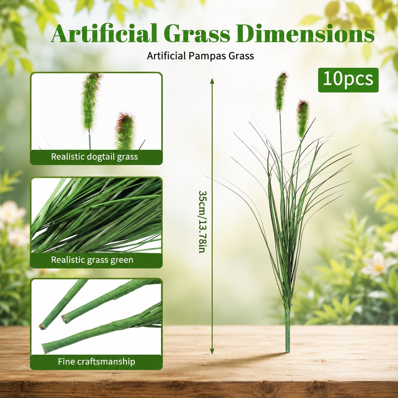 10 Pcs Artificial Onion Grasses, 35cm Fake Grass Faux Greenery Wheat Sea Gras…