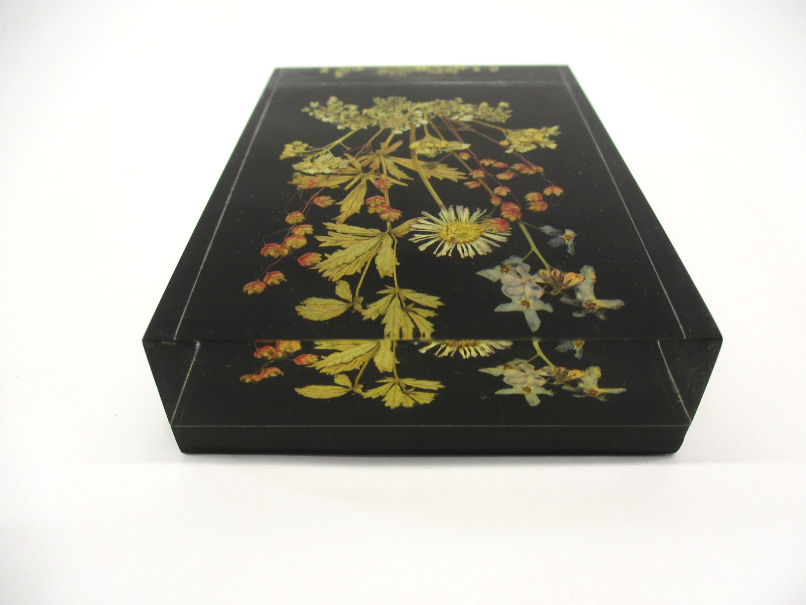 Vtg Lucite Pressed Dried Flowers DINA-Brilliant #1710 10×7 cm W. Germany Picture