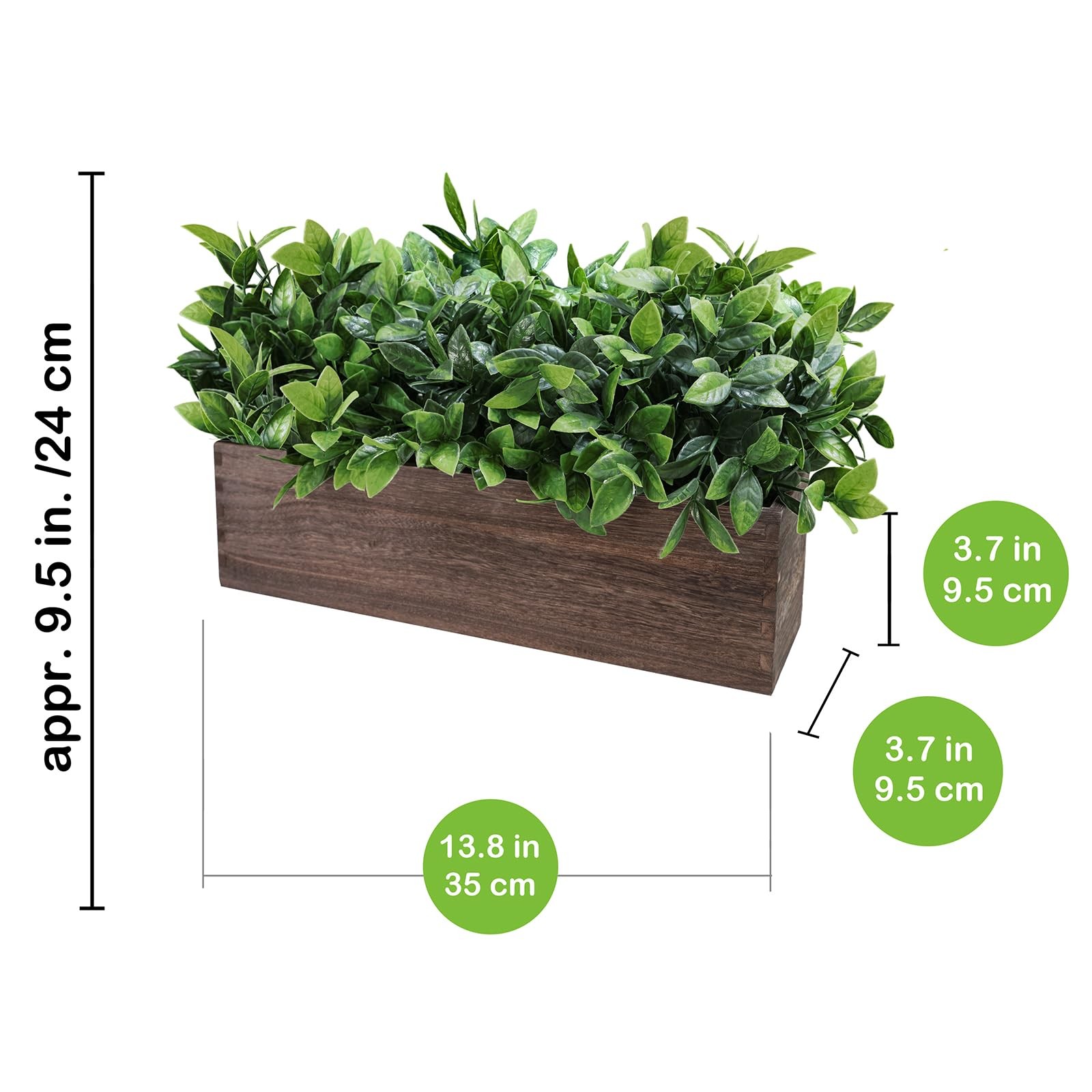 14″ Artificial Boxwood Plants in Rectangular Wood Planter Farmhouse Greenery …