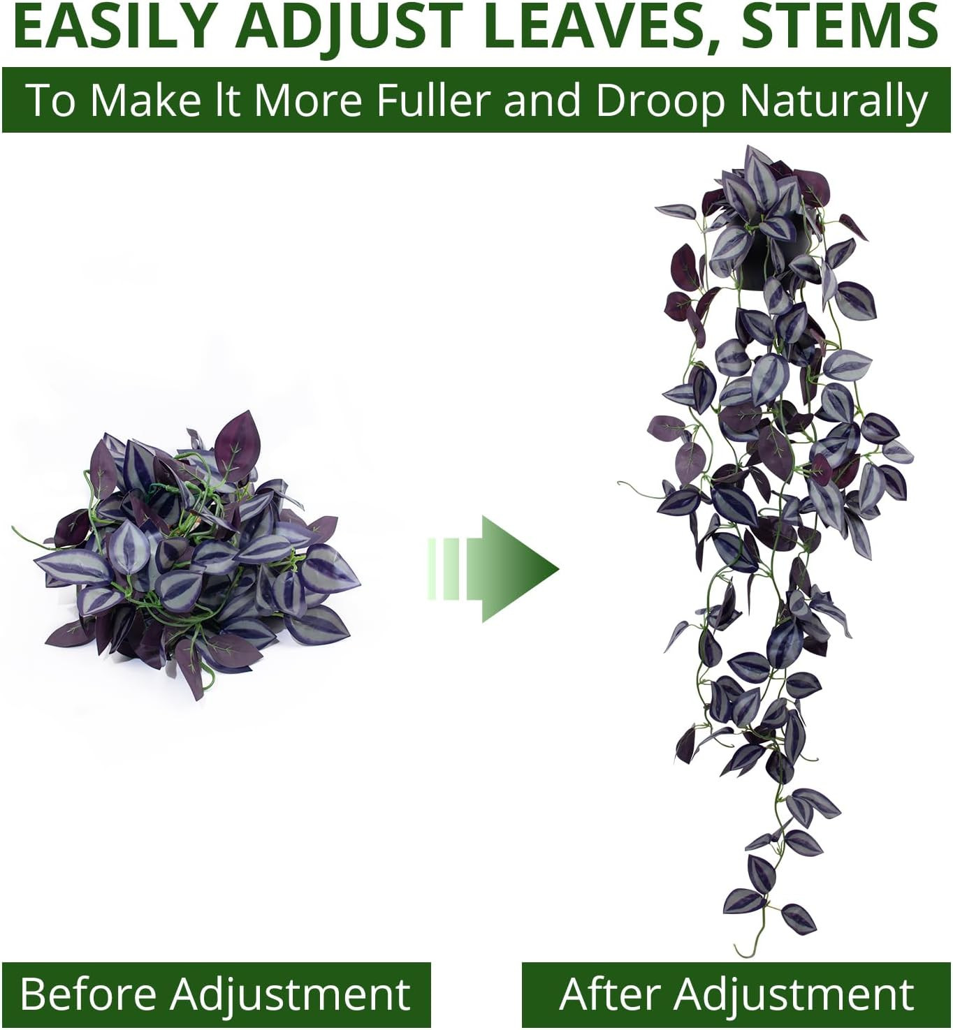 Small Fake Hanging Purple Eyebrow Leaf Plant Artificial Potted Plants Indoor 39-