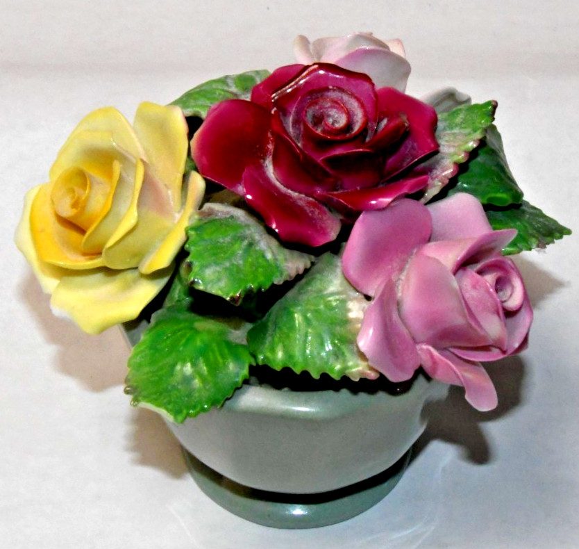 Vtg. Royal Malvern Bone China Flower Arrangement Made in England Rose FlowerBowl