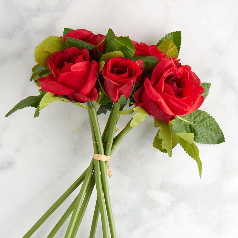 Poly Silk Open Red Rose Bundle | Perfect for Weddings