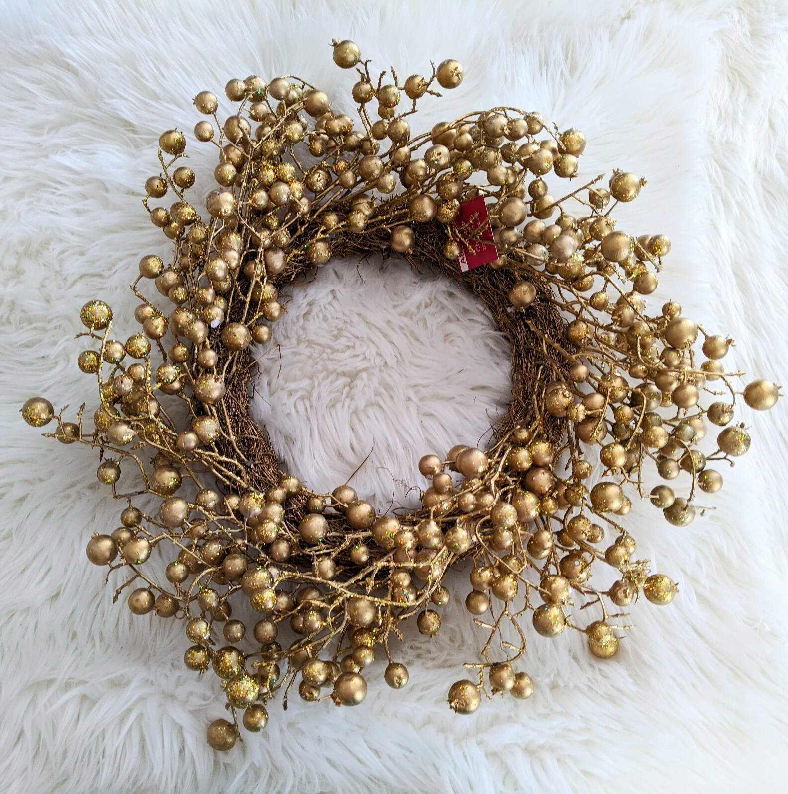 20 Inch Gold Glitter Ball Fall Wreath Glitter Twig Decoration Christmas Decor
