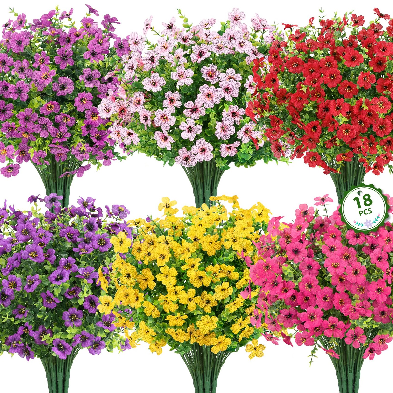 Artificial Flowers for Outdoors, UV Resistant Silk Fake Daisy Flowers with Eu…
