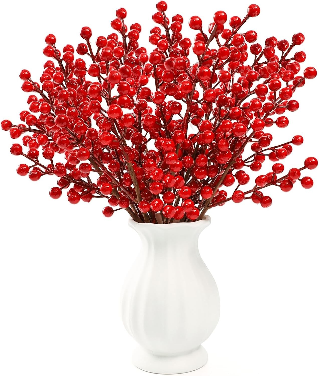 12 Pcs Artificial Red Berries Stems 13.5″ Waterproof Berry Branches for Home …