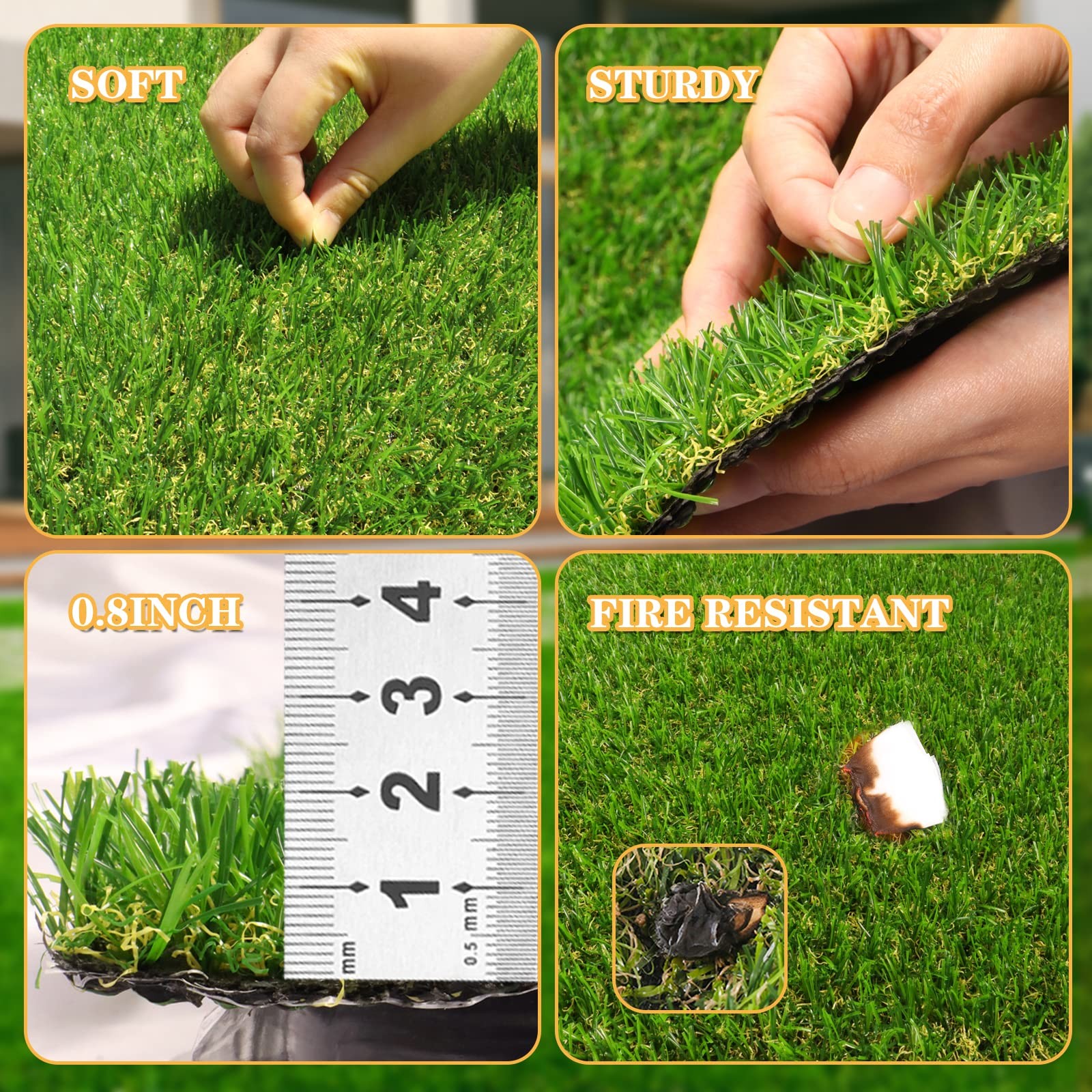 Artificial Grass Astroturf Rug 4 FT 10 in * 8 FT, Realistic Fake Grass Mat wi…